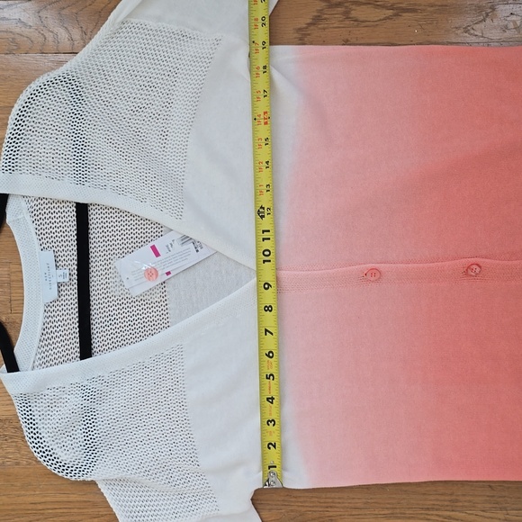 NEW DIRECTIONS WOMENS PEACH & WHITE FRONT BUTTON CARDIGAN SWEATER SIZE SMALL - Picture 11 of 16